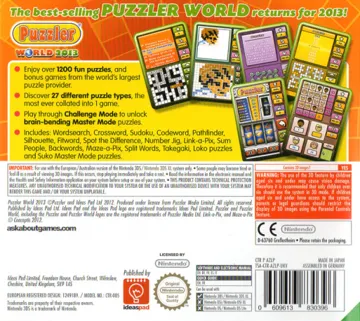 Puzzler World 2013 (Europe) (En,Fr,De,Es,It) box cover back